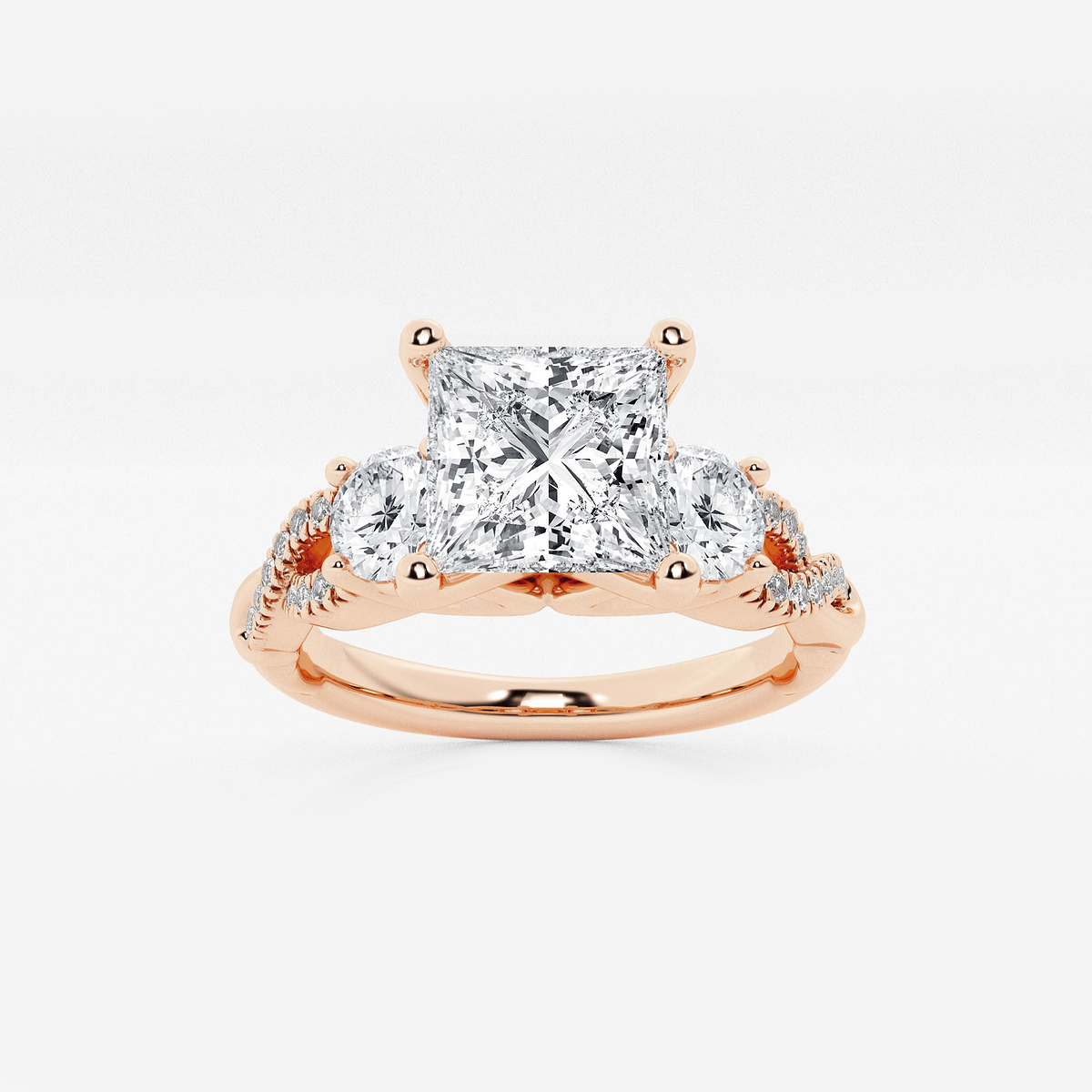 1 1/2 ctw Princess Lab Grown Diamond Swirl Engagement Ring