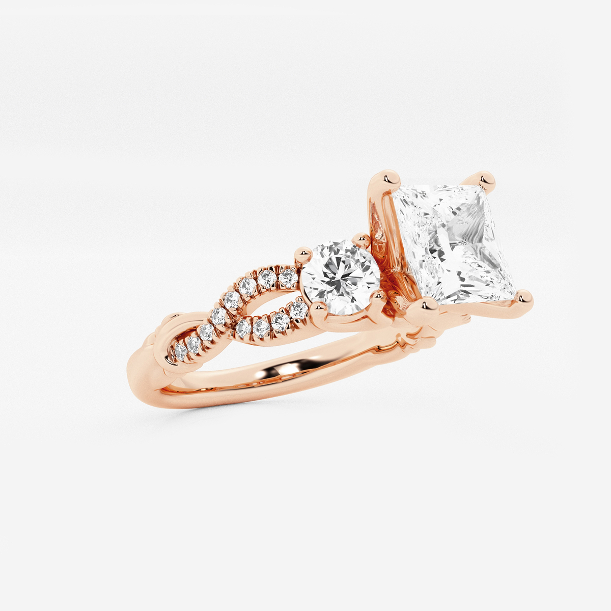 Additional Image 1 for  1 1/2 ctw Princess Lab Grown Diamond Swirl Engagement Ring