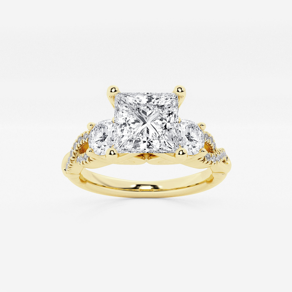 2 ctw Princess Lab Grown Diamond Swirl Engagement Ring