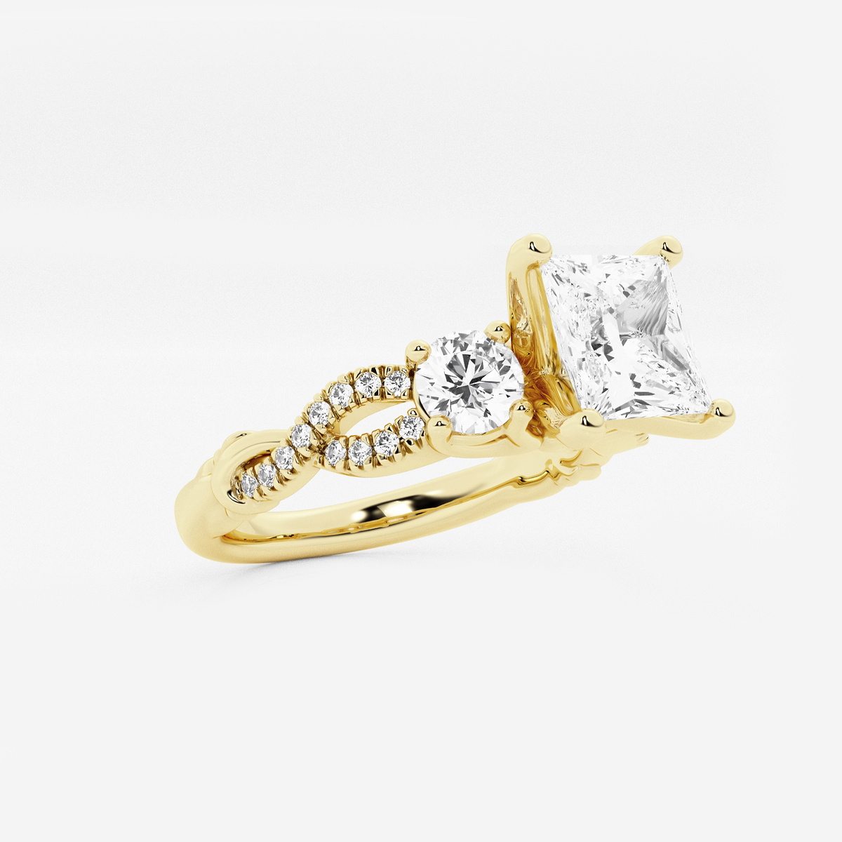 Additional Image 1 for  2 ctw Princess Lab Grown Diamond Swirl Engagement Ring