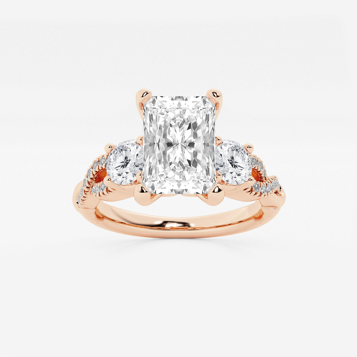 1 1/4 ctw Radiant Lab Grown Diamond Swirl Engagement Ring