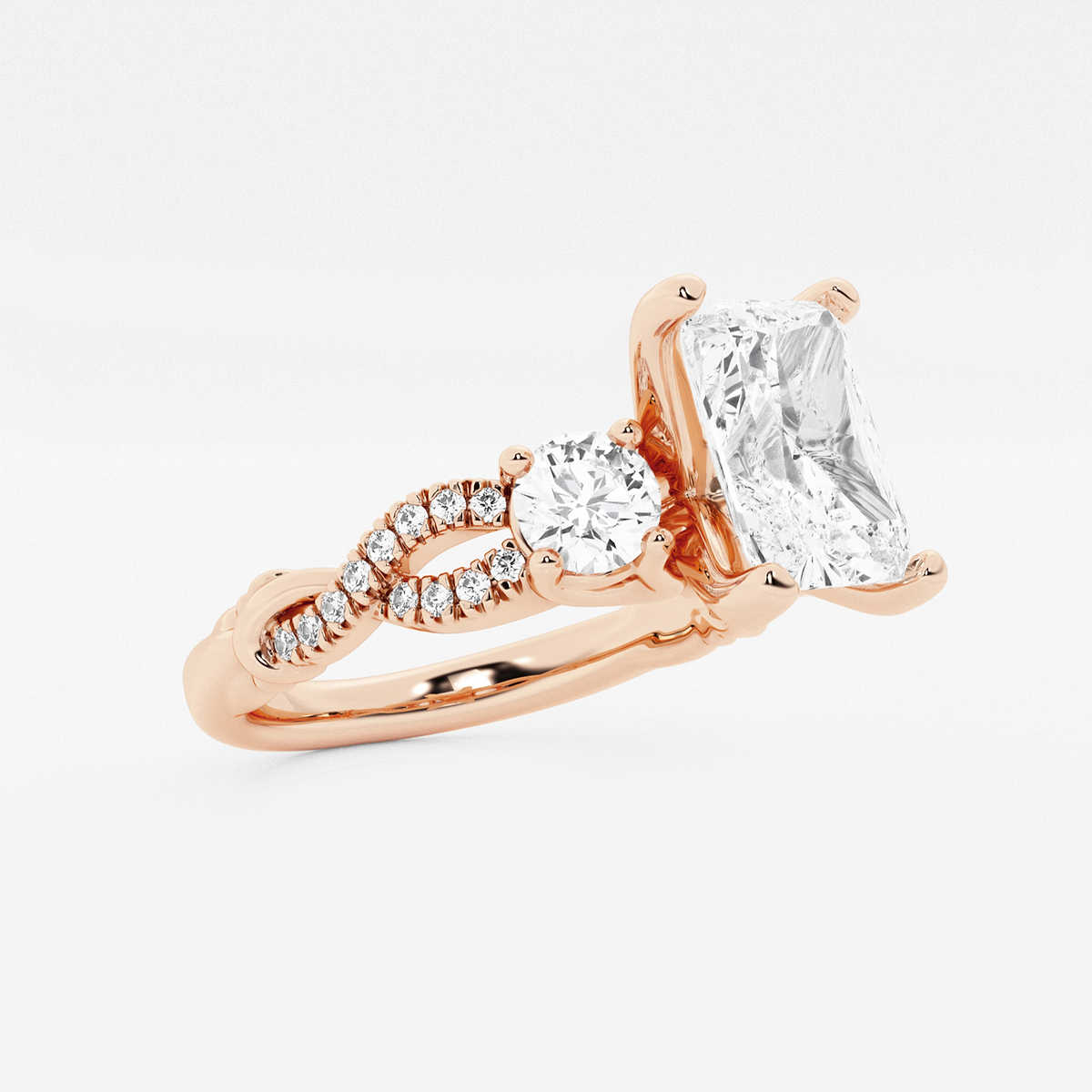 Additional Image 1 for  1 1/4 ctw Radiant Lab Grown Diamond Swirl Engagement Ring