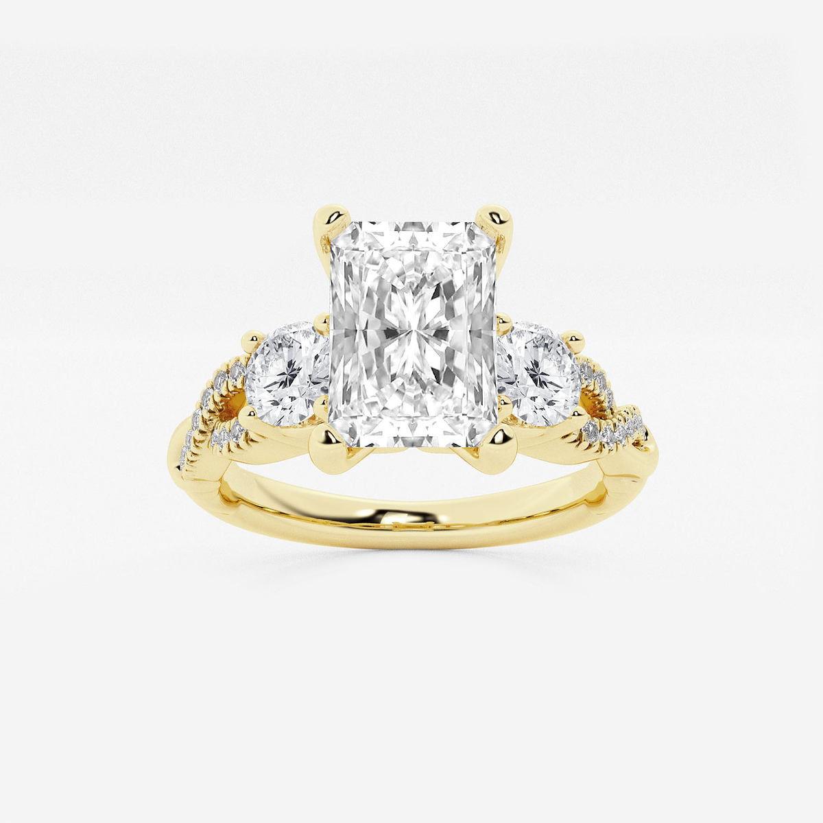 1 1/4 ctw Radiant Lab Grown Diamond Swirl Engagement Ring