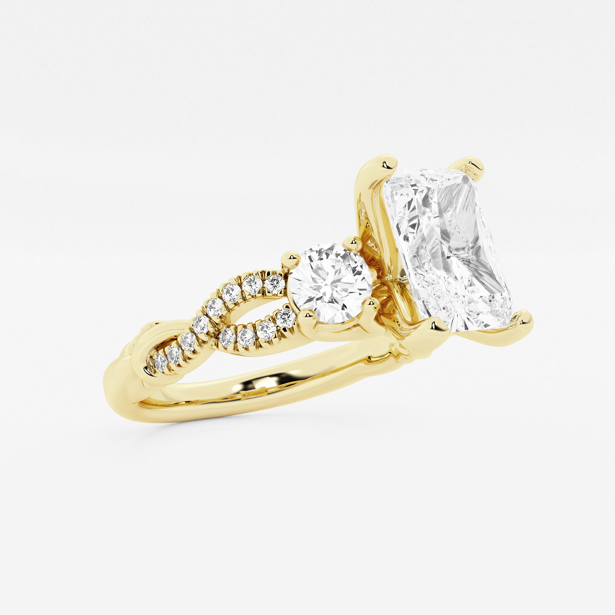 Additional Image 1 for  1 1/4 ctw Radiant Lab Grown Diamond Swirl Engagement Ring