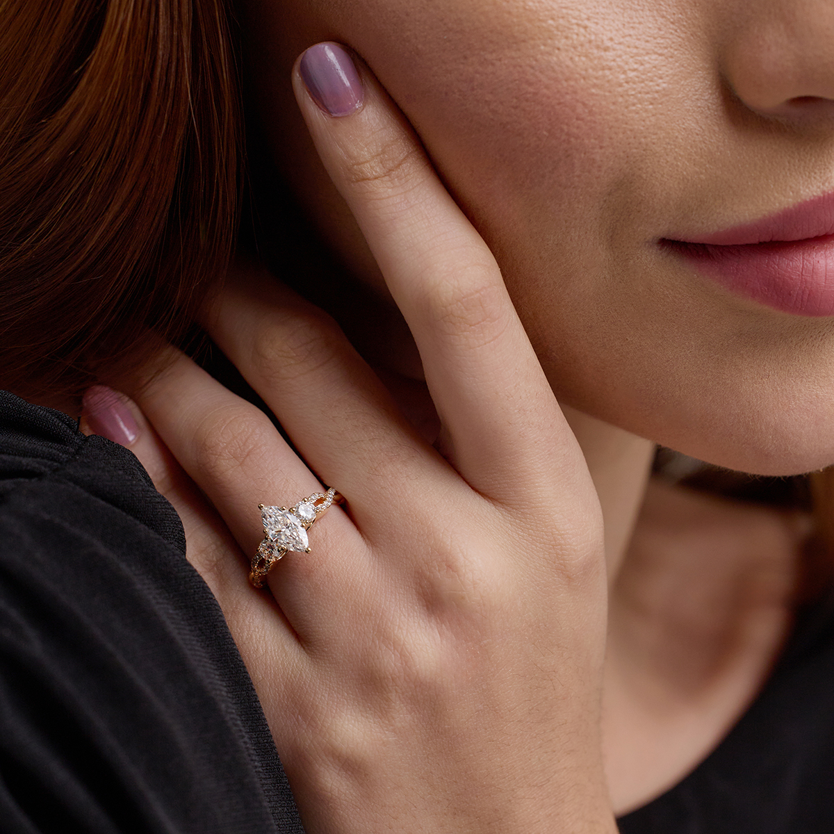 Additional Image 3 for  1 1/4 ctw Marquise Lab Grown Diamond Swirl Engagement Ring