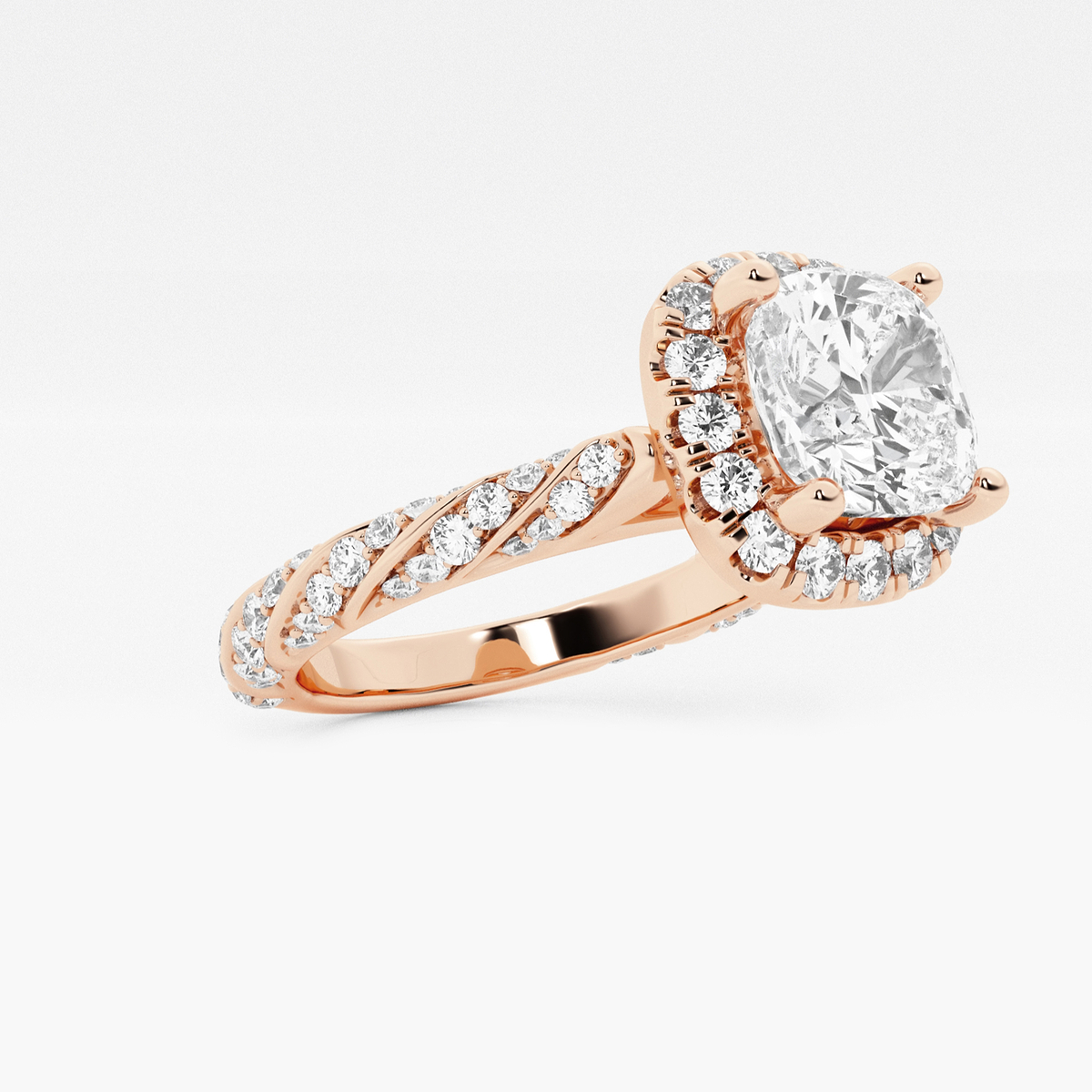Additional Image 1 for  2 3/4 ctw Cushion Lab Grown Diamond Ribbon Halo Engagement Ring