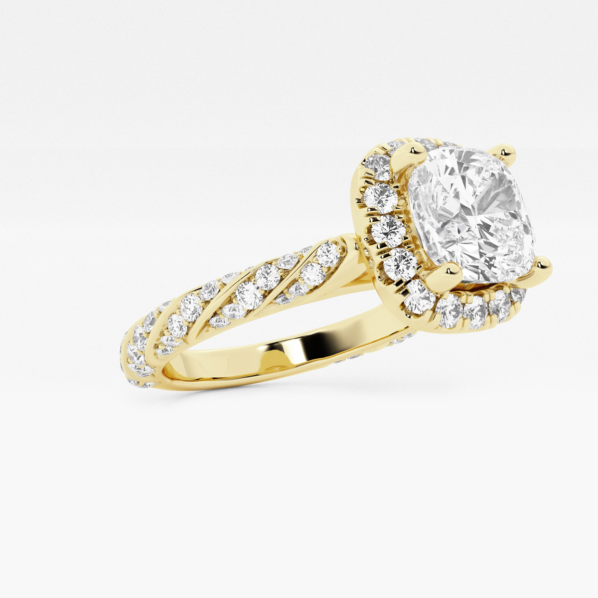 Additional Image 1 for  2 3/4 ctw Cushion Lab Grown Diamond Ribbon Halo Engagement Ring