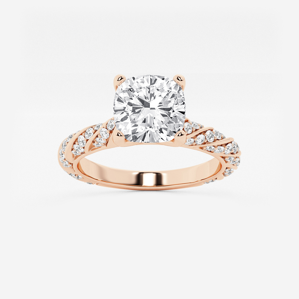 2 ctw Cushion Lab Grown Diamond Ribbon Engagement Ring