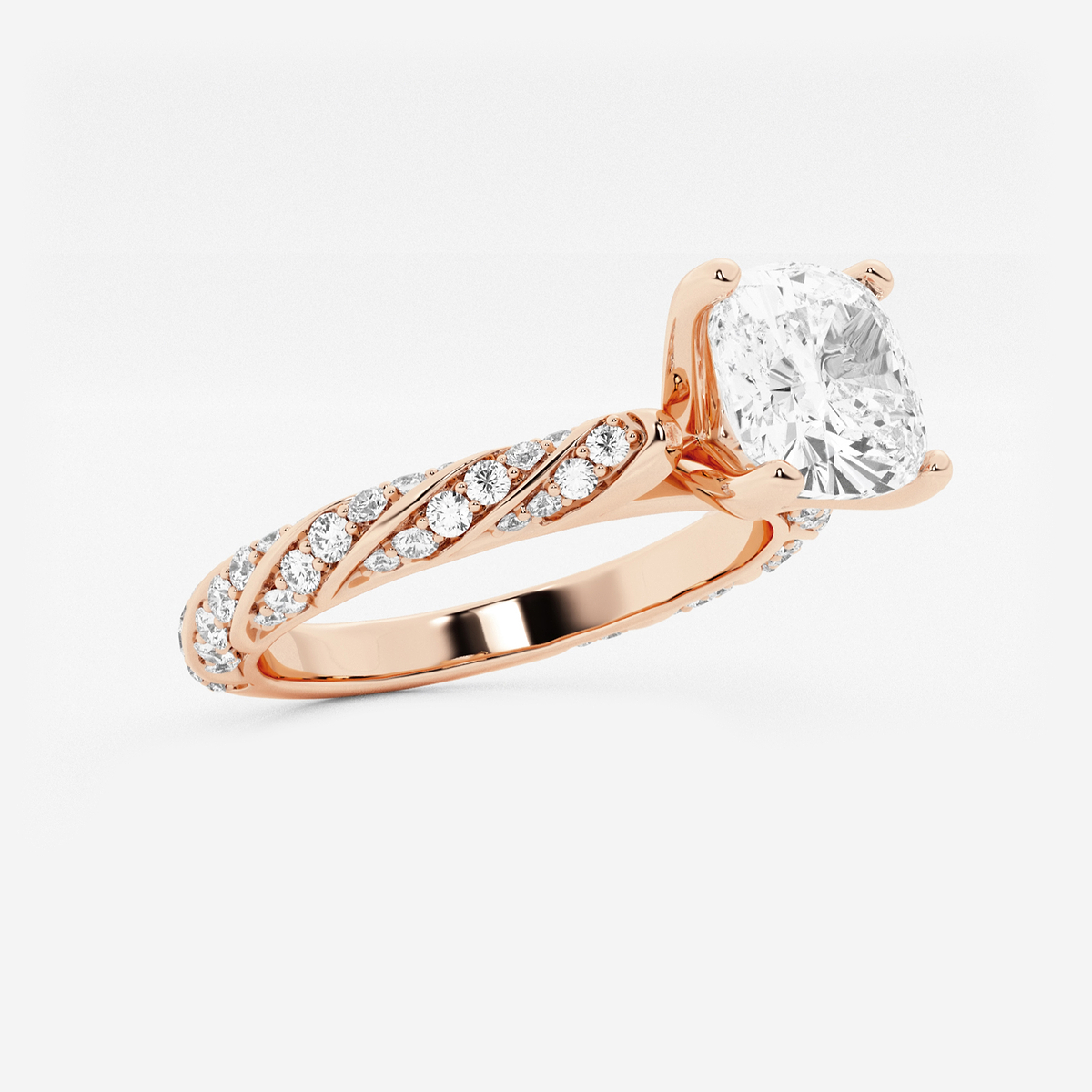 Additional Image 1 for  2 ctw Cushion Lab Grown Diamond Ribbon Engagement Ring