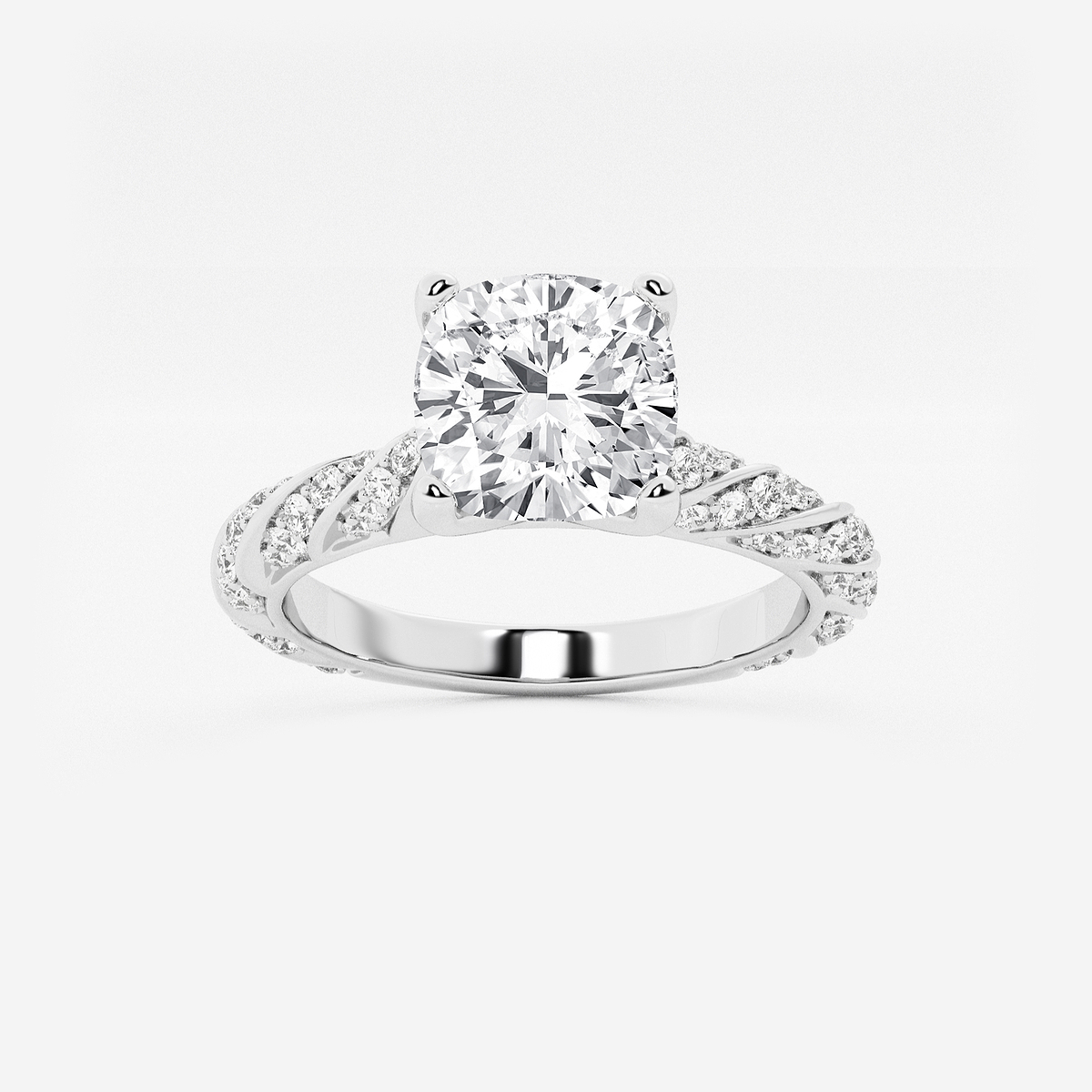 2 ctw Cushion Lab Grown Diamond Ribbon Engagement Ring