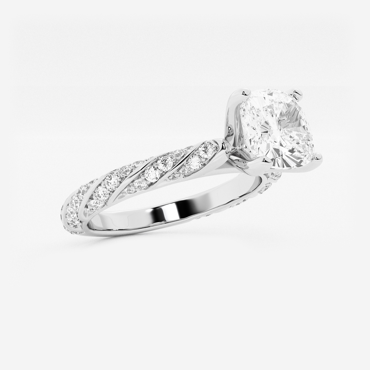 Additional Image 1 for  2 ctw Cushion Lab Grown Diamond Ribbon Engagement Ring