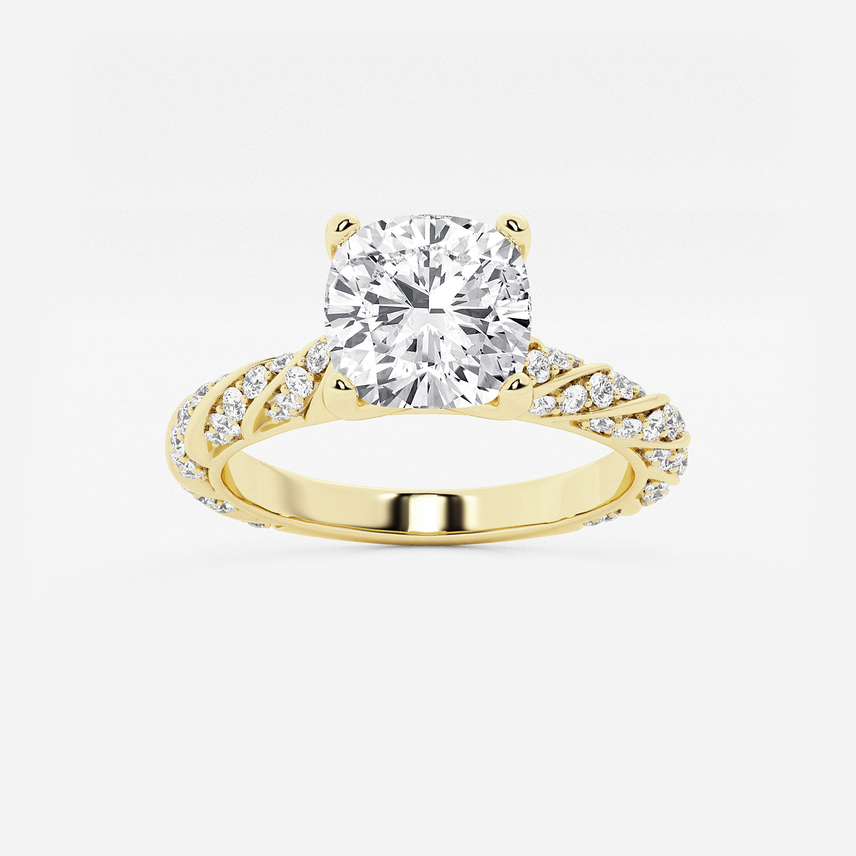 2 ctw Cushion Lab Grown Diamond Ribbon Engagement Ring