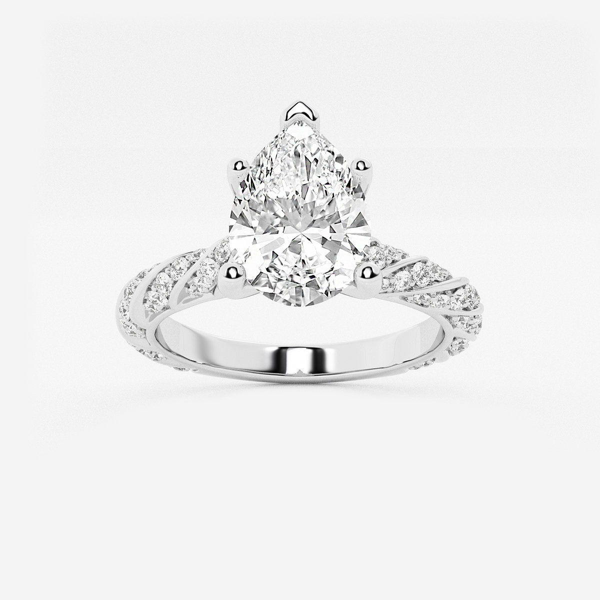 2 ctw Pear Lab Grown Diamond Ribbon Engagement Ring