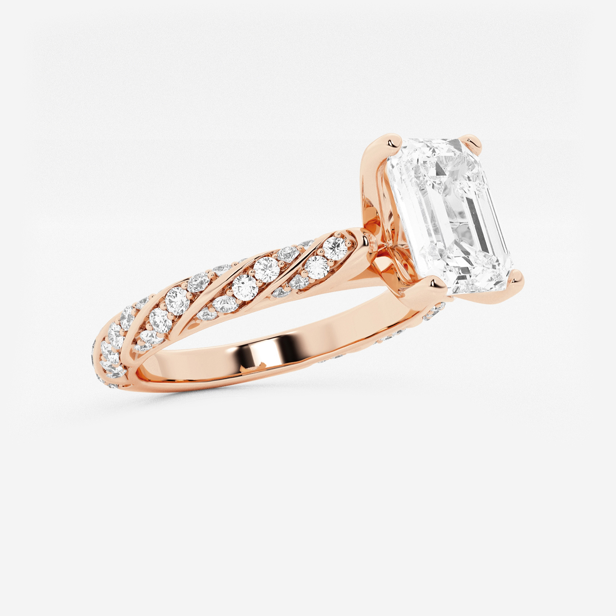Additional Image 1 for  2 ctw Emerald Lab Grown Diamond Ribbon Engagement Ring