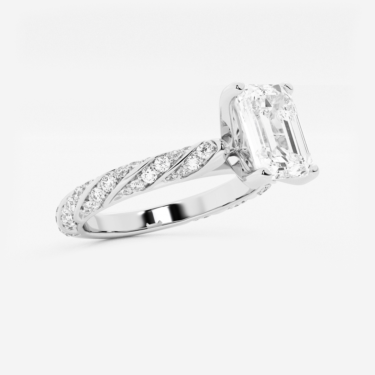 Additional Image 1 for  2 ctw Emerald Lab Grown Diamond Ribbon Engagement Ring