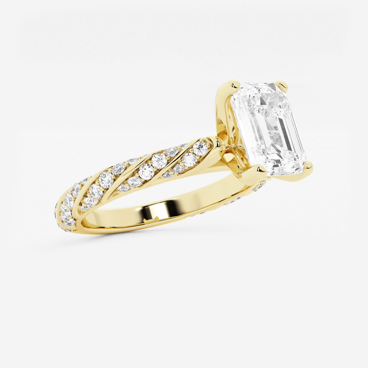 Additional Image 1 for  2 ctw Emerald Lab Grown Diamond Ribbon Engagement Ring