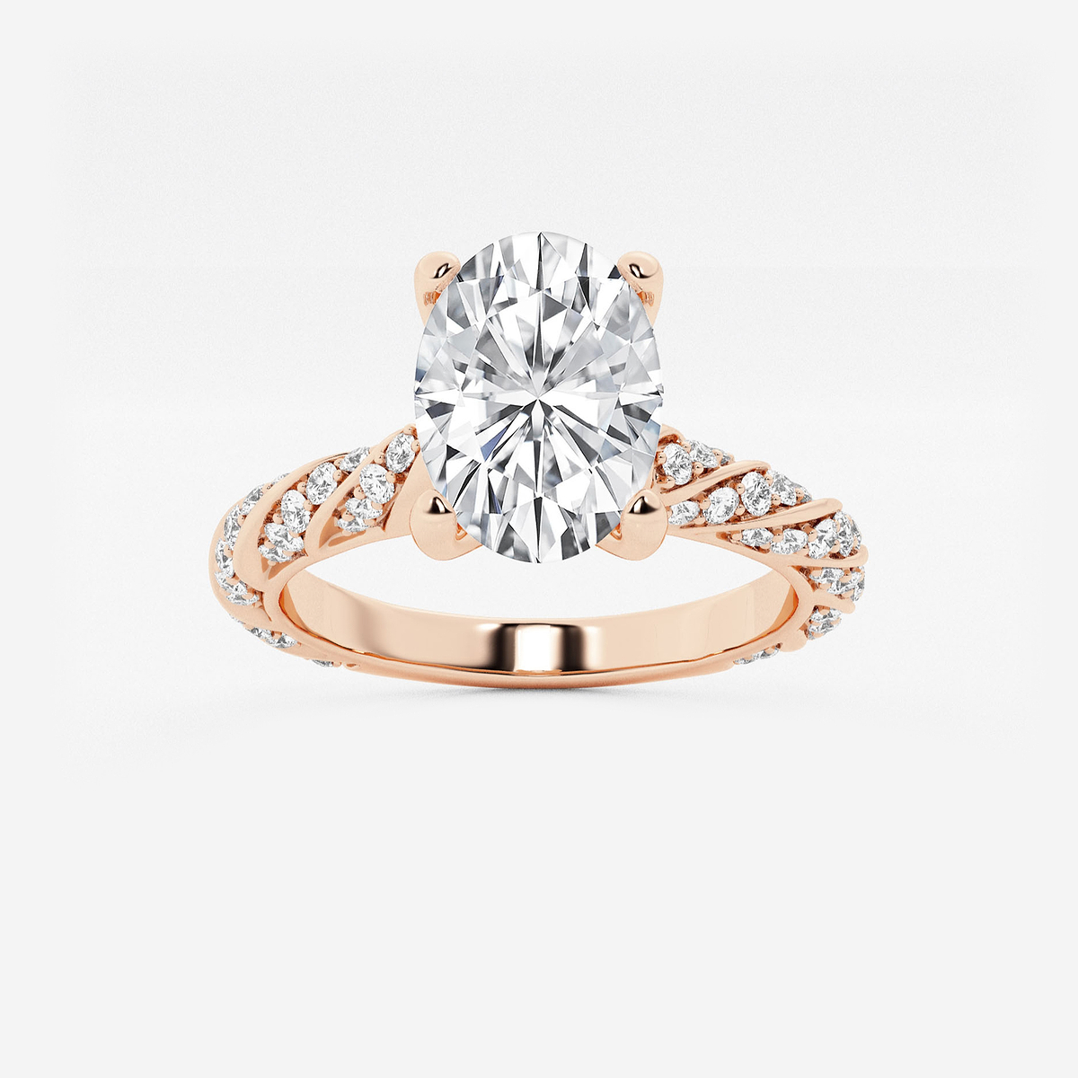 2 ctw Oval Lab Grown Diamond Ribbon Engagement Ring