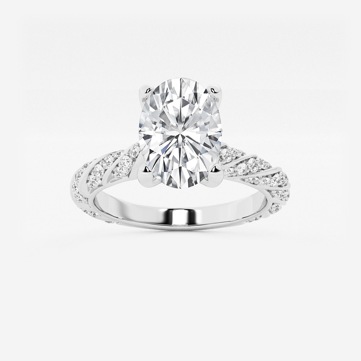 2 ctw Oval Lab Grown Diamond Ribbon Engagement Ring