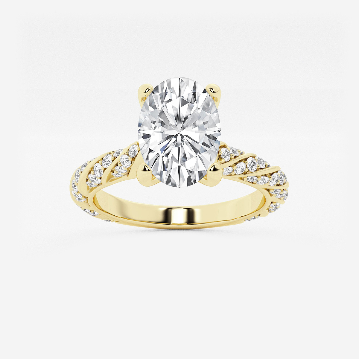 2 ctw Oval Lab Grown Diamond Ribbon Engagement Ring