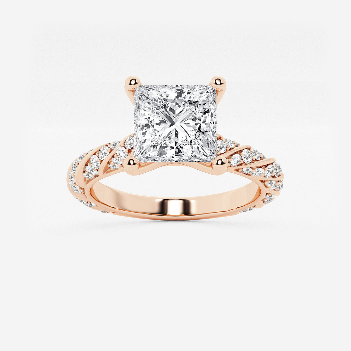 2 ctw Princess Lab Grown Diamond Ribbon Engagement Ring
