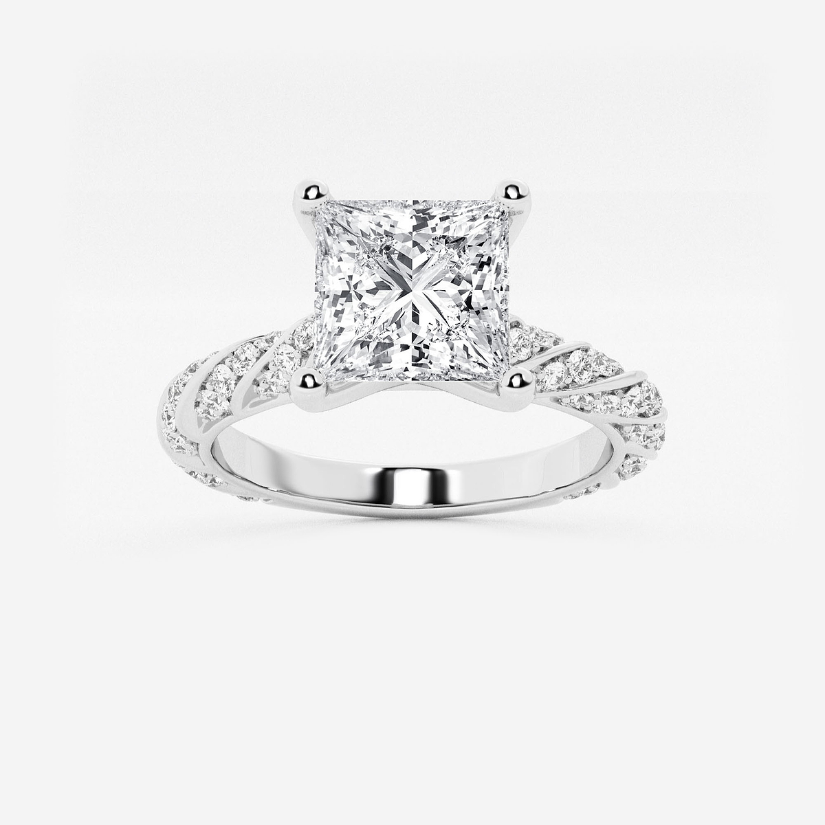 2 ctw Princess Lab Grown Diamond Ribbon Engagement Ring