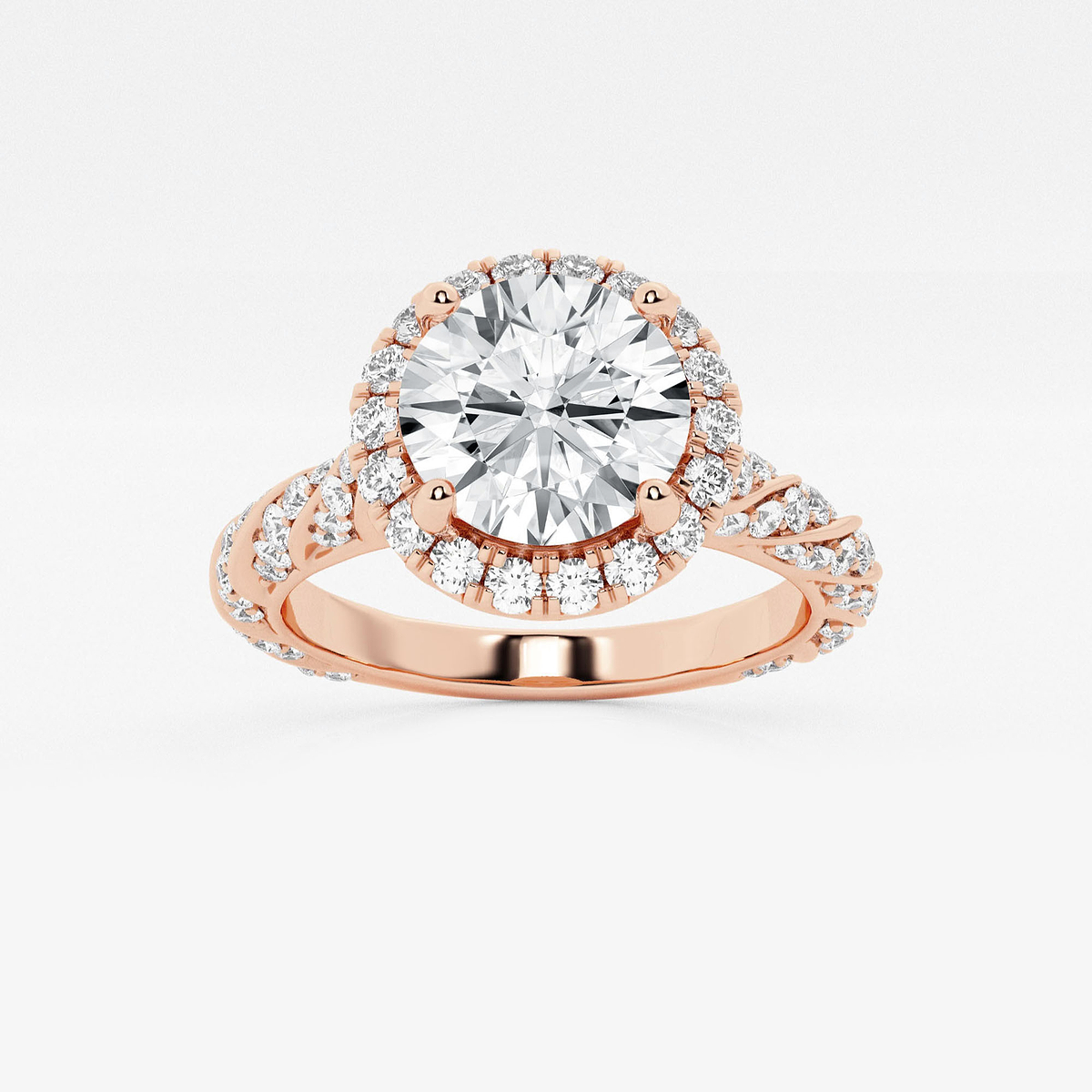 2 3/4 ctw Round Lab Grown Diamond Ribbon Halo Engagement Ring