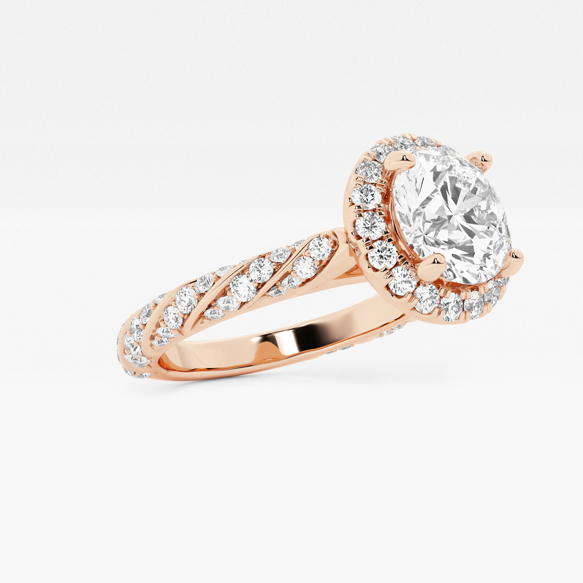 Additional Image 1 for  2 3/4 ctw Round Lab Grown Diamond Ribbon Halo Engagement Ring