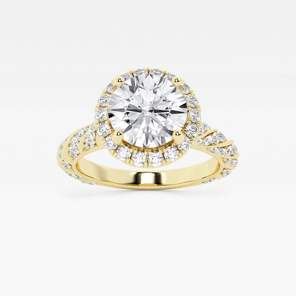 2 1/8 ctw Round Lab Grown Diamond Ribbon Halo Engagement Ring