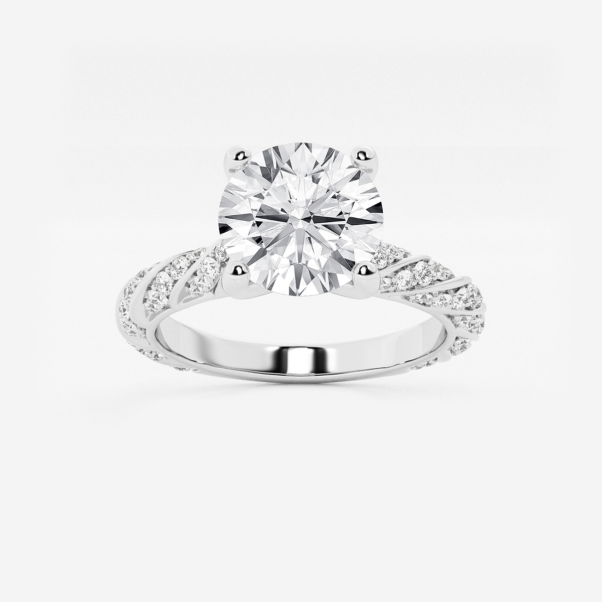 2 ctw Round Lab Grown Diamond Ribbon Engagement Ring