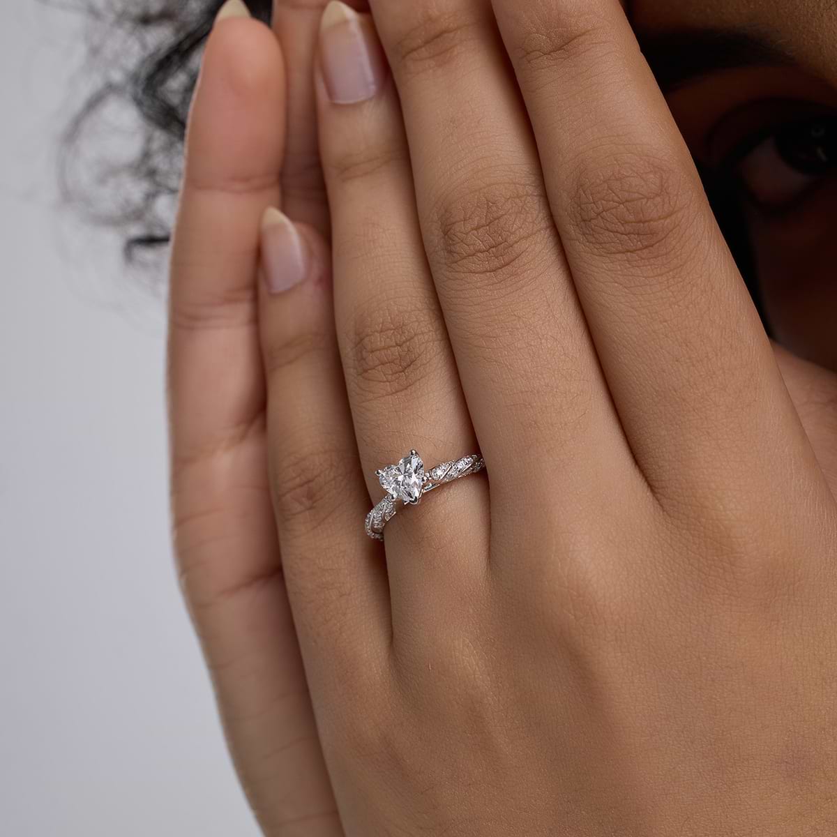 Additional Image 3 for  2 ctw Heart Lab Grown Diamond Ribbon Engagement Ring