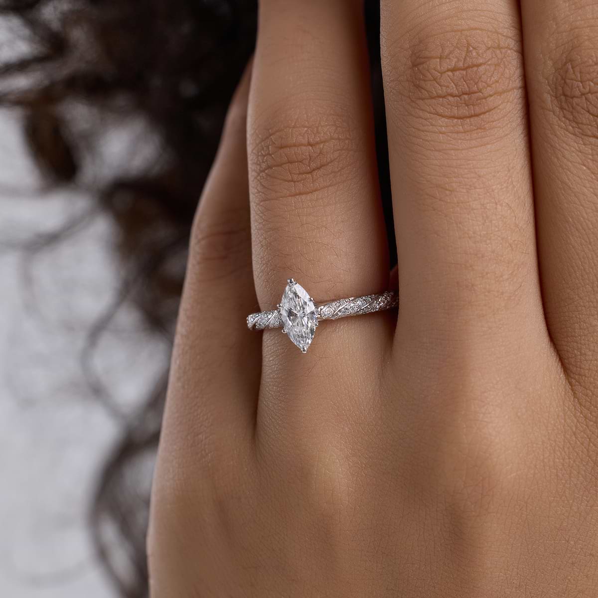 Additional Image 3 for  2 ctw Marquise Lab Grown Diamond Ribbon Engagement Ring