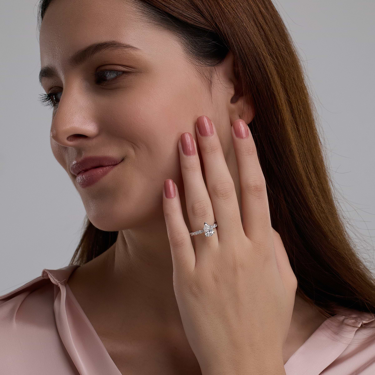 Additional Image 2 for  2 ctw Pear Lab Grown Diamond Ribbon Engagement Ring