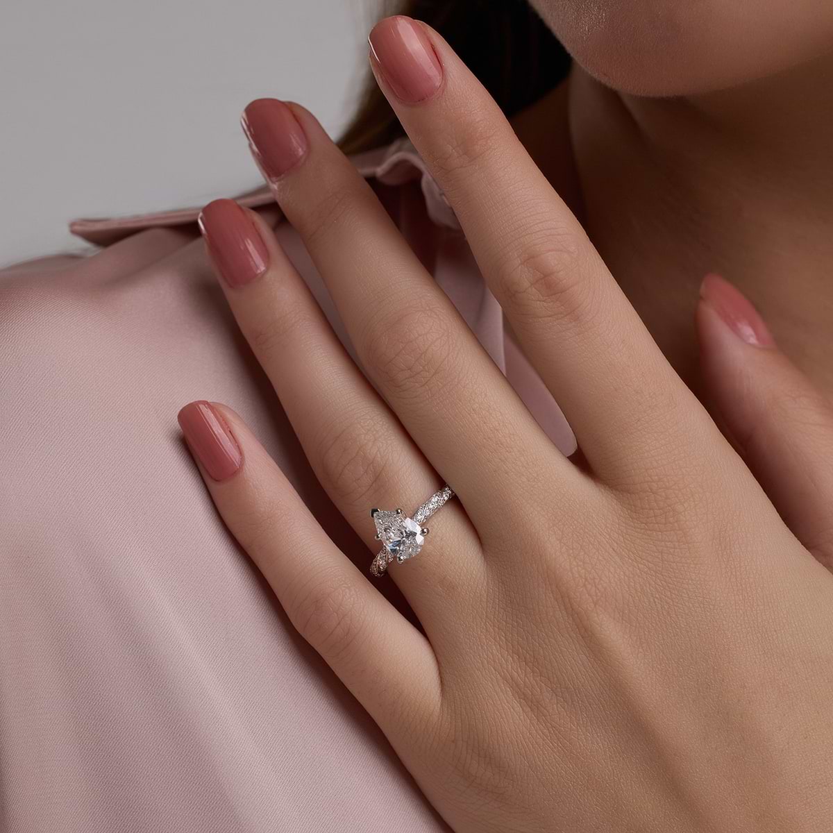 Additional Image 3 for  2 ctw Pear Lab Grown Diamond Ribbon Engagement Ring