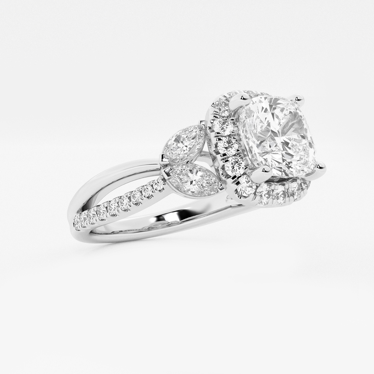Additional Image 1 for  2 1/4 ctw Cushion Lab Grown Diamond Flower Petal Halo Engagement Ring