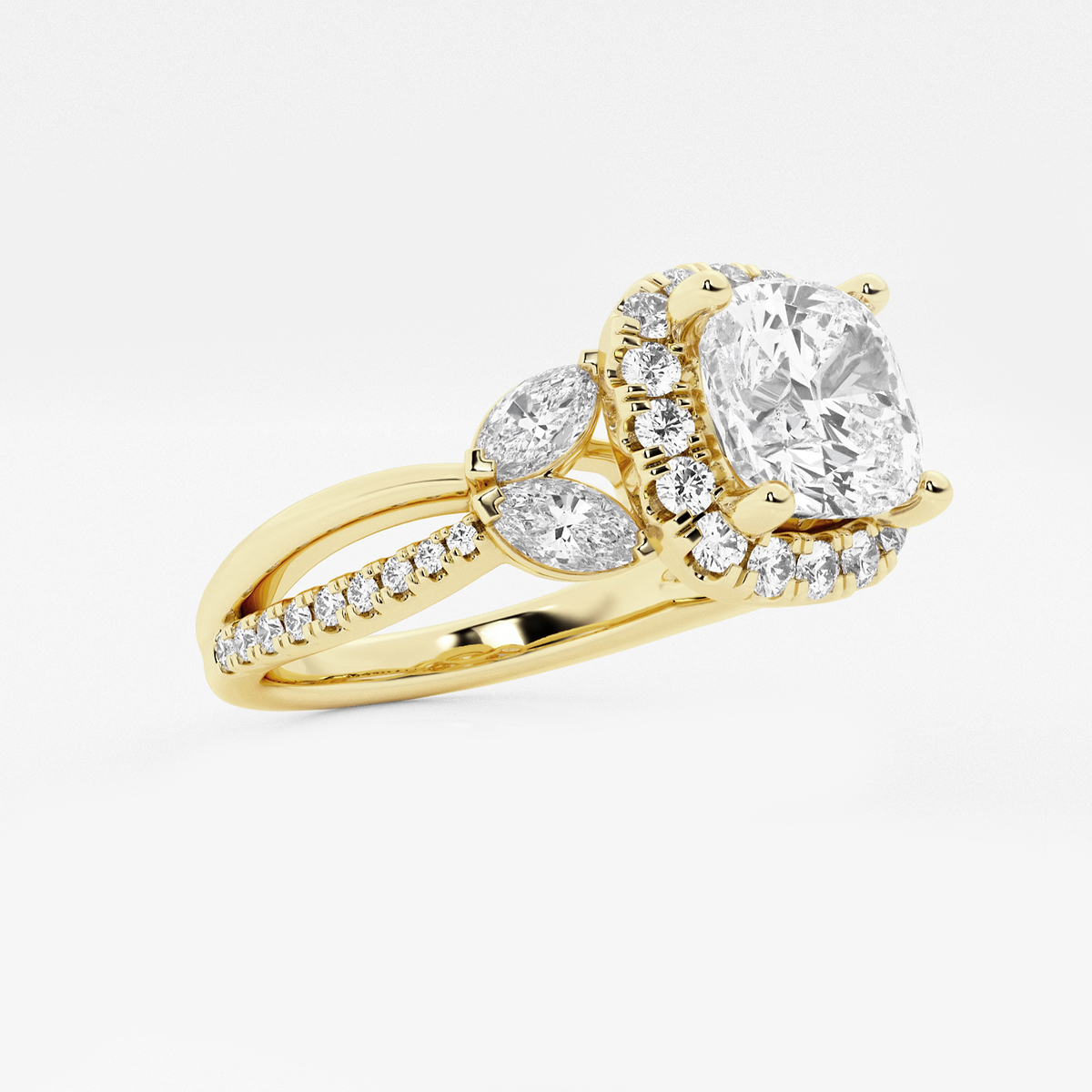 Additional Image 1 for  2 1/4 ctw Cushion Lab Grown Diamond Flower Petal Halo Engagement Ring