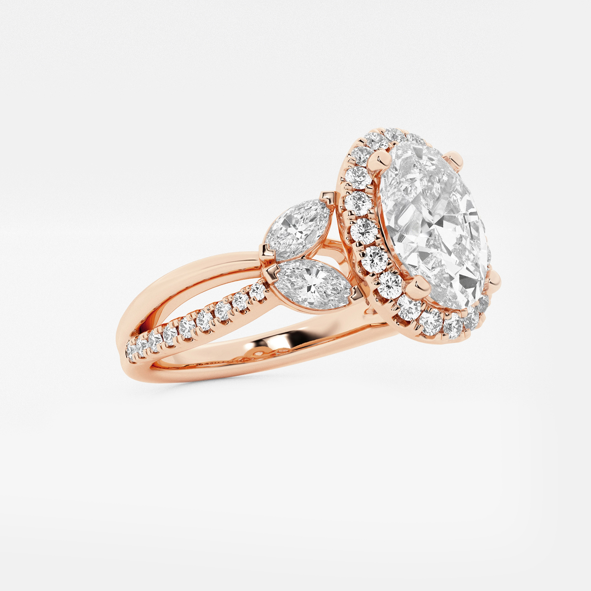 Additional Image 1 for  2 7/8 ctw Oval Lab Grown Diamond Flower Petal Halo Engagement Ring