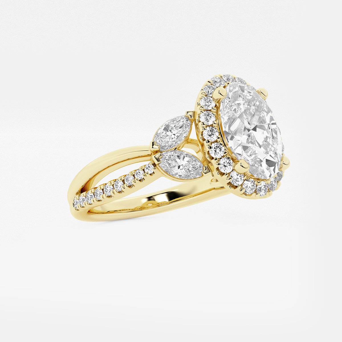 Additional Image 1 for  2 7/8 ctw Oval Lab Grown Diamond Flower Petal Halo Engagement Ring