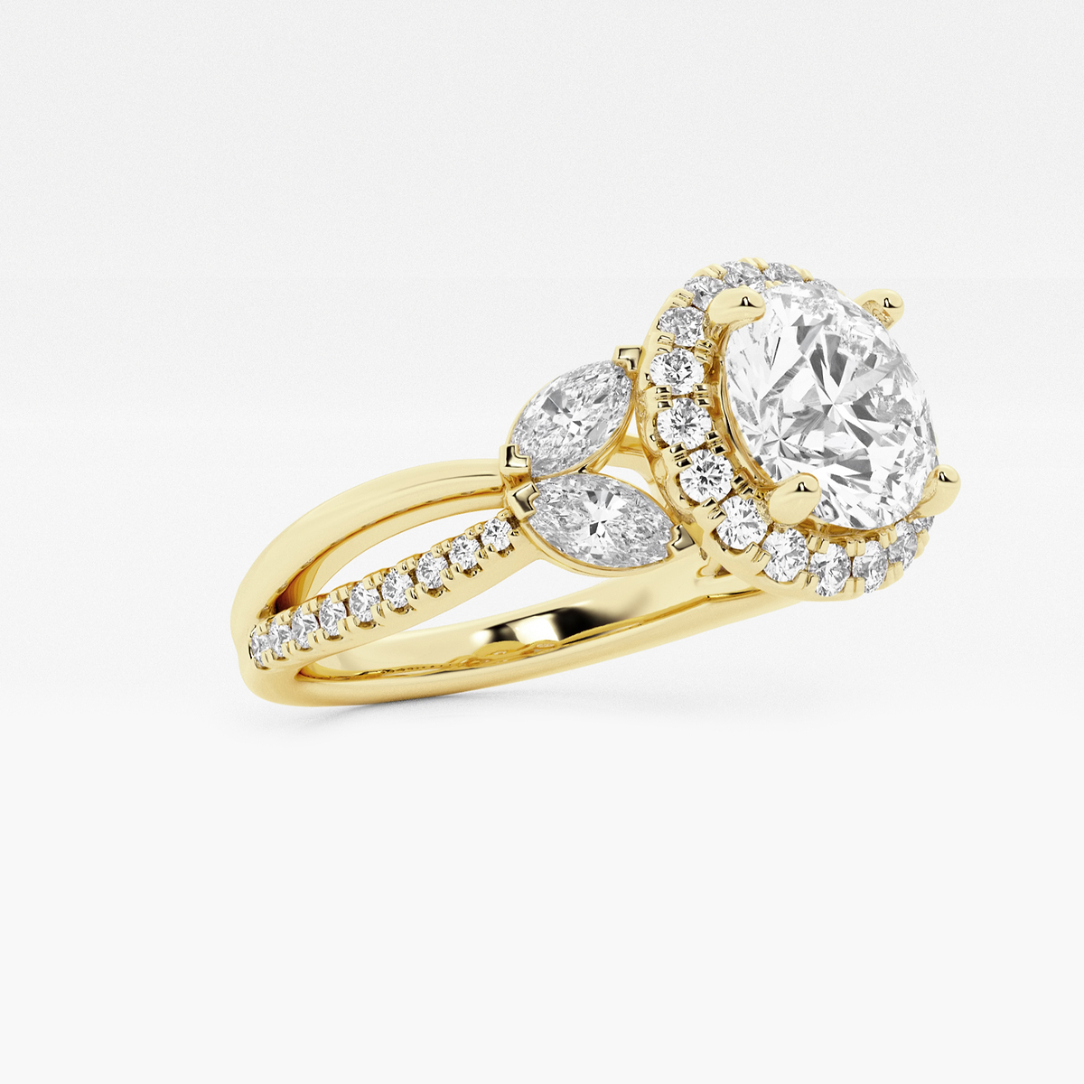 Additional Image 1 for  2 7/8 ctw Round Lab Grown Diamond Flower Petal Halo Engagement Ring