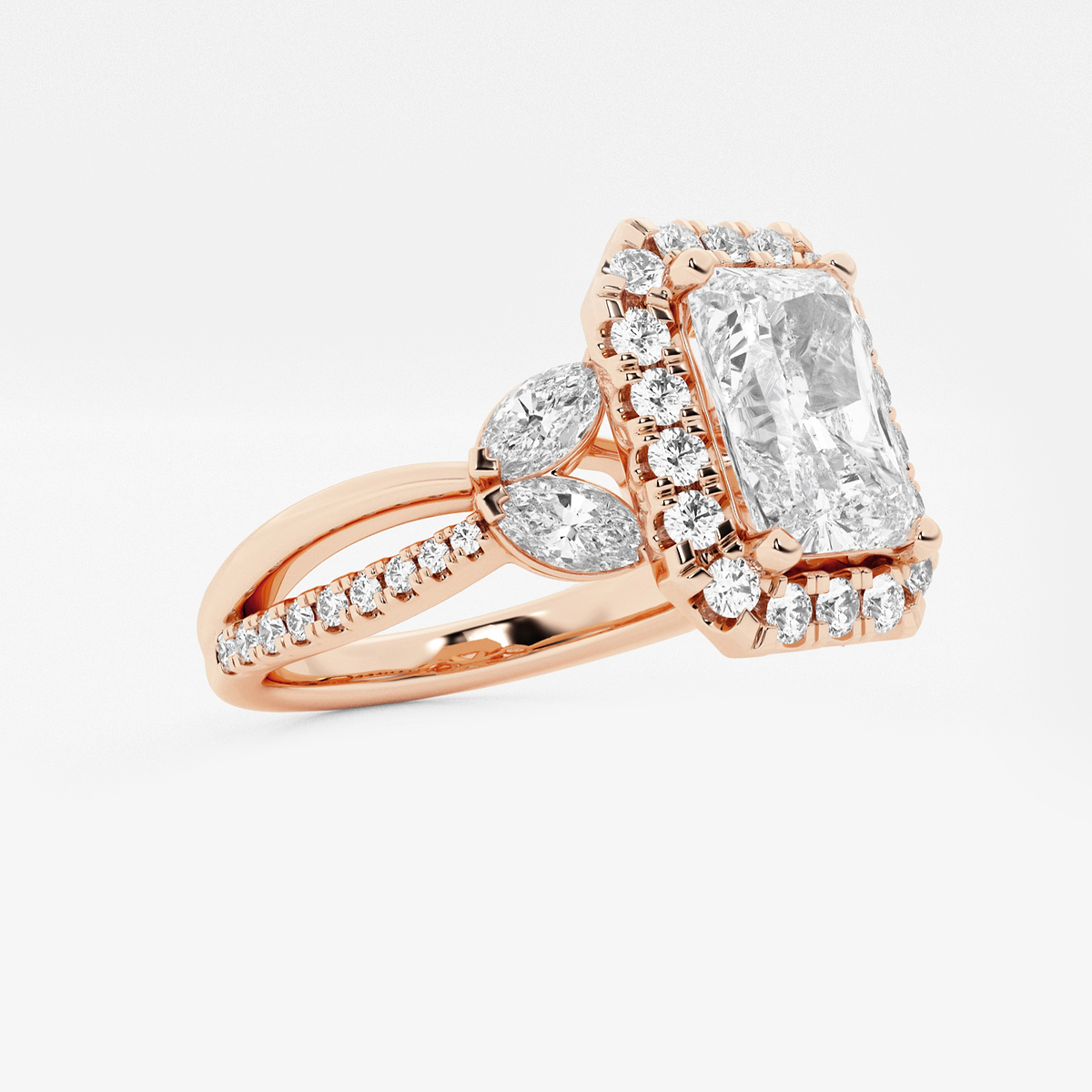 Additional Image 1 for  2 1/4 ctw Radiant Lab Grown Diamond Flower Petal Halo Engagement Ring
