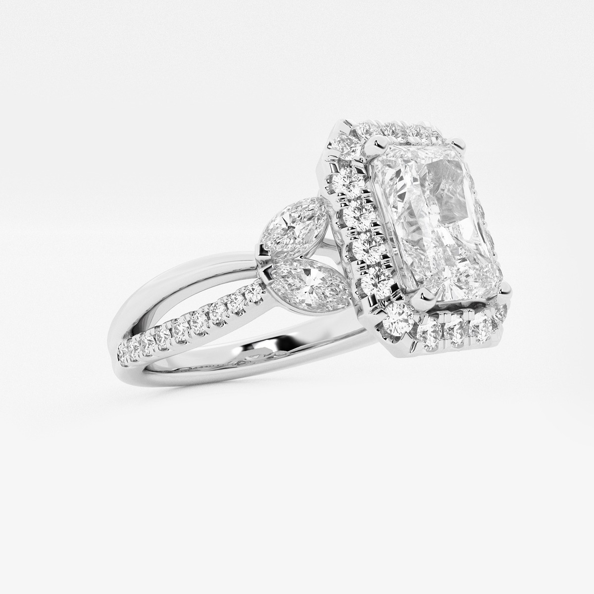 Additional Image 1 for  2 1/4 ctw Radiant Lab Grown Diamond Flower Petal Halo Engagement Ring