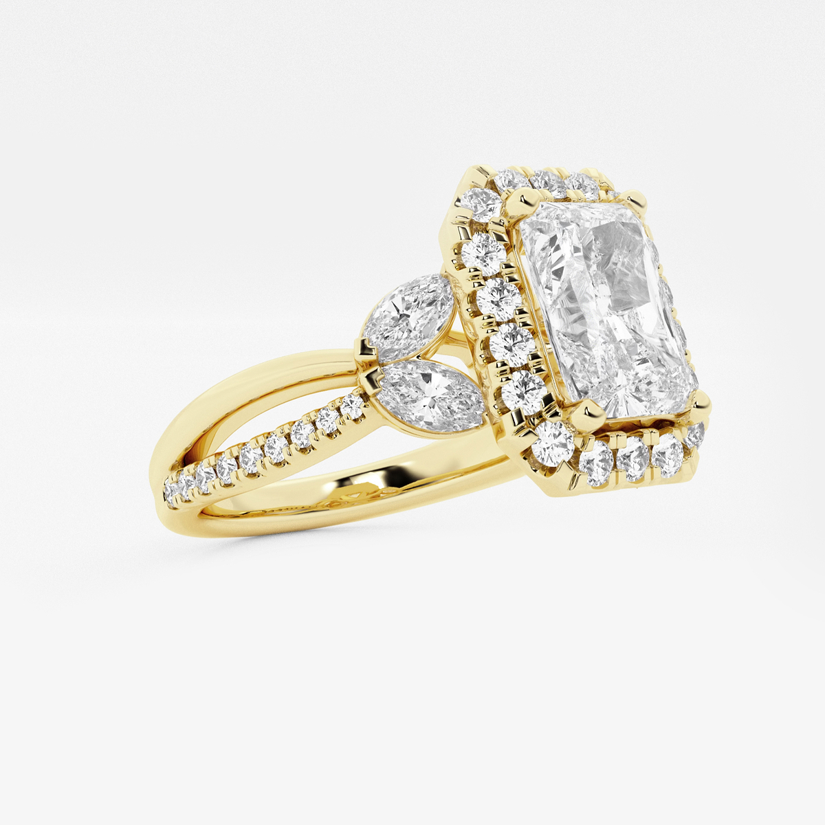 Additional Image 1 for  2 1/4 ctw Radiant Lab Grown Diamond Flower Petal Halo Engagement Ring