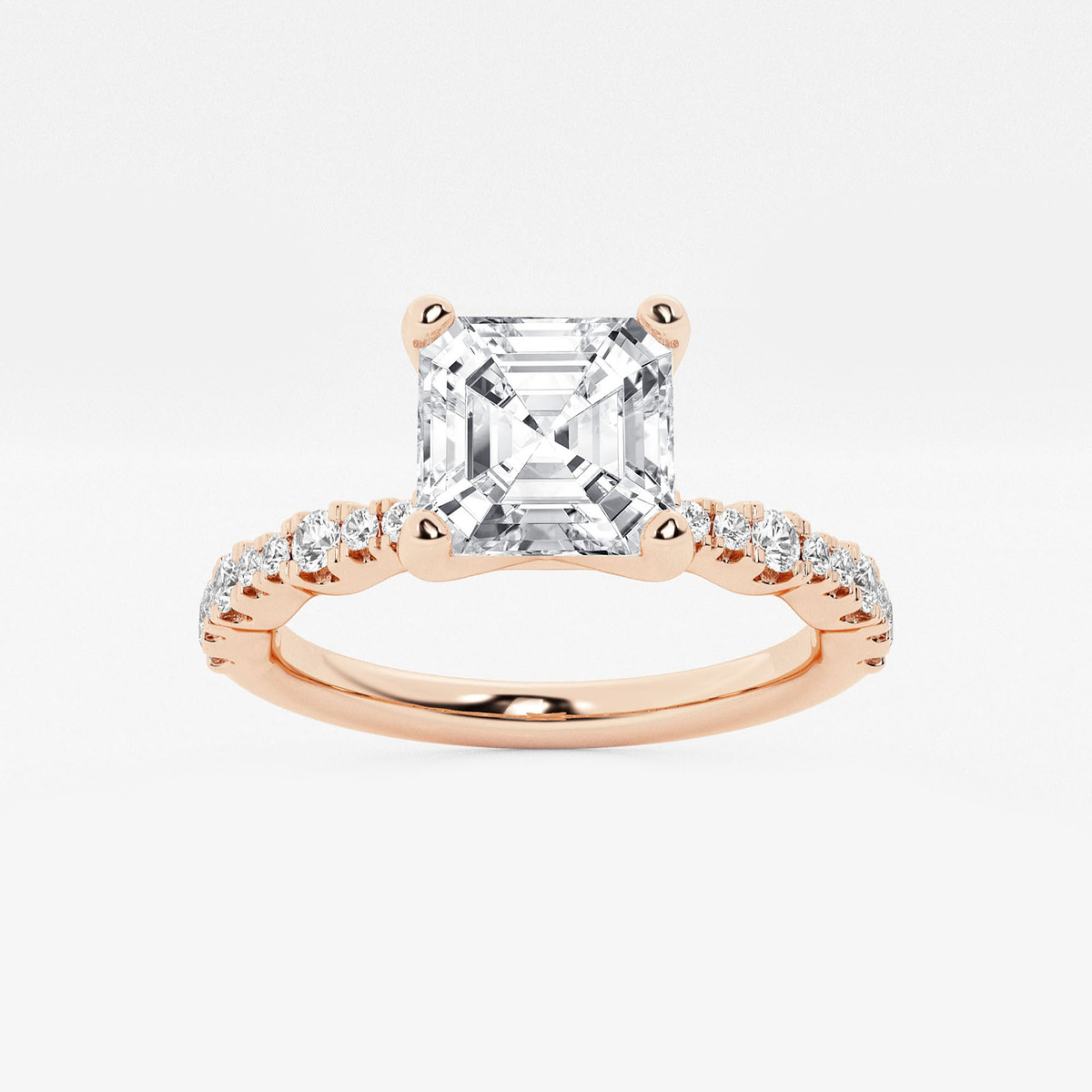 1 7/8 ctw Asscher Lab Grown Diamond Station Engagement Ring