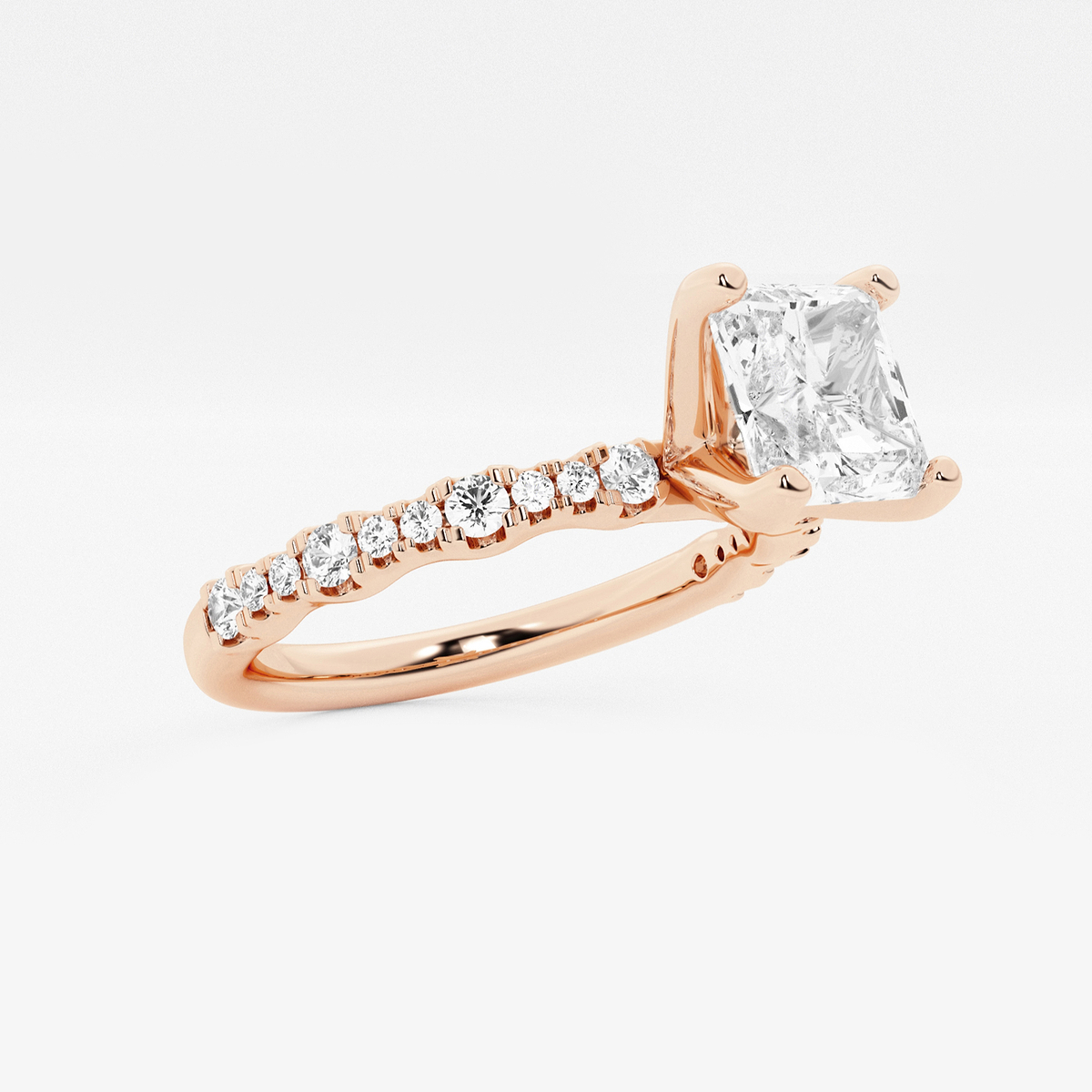 Additional Image 1 for  1 7/8 ctw Asscher Lab Grown Diamond Station Engagement Ring