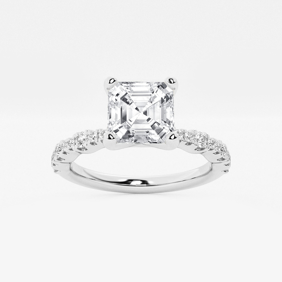 1 7/8 ctw Asscher Lab Grown Diamond Station Engagement Ring