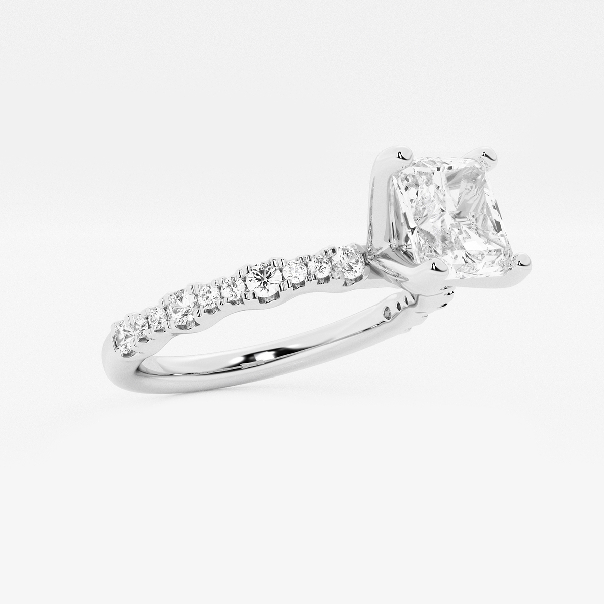 Additional Image 1 for  1 7/8 ctw Asscher Lab Grown Diamond Station Engagement Ring