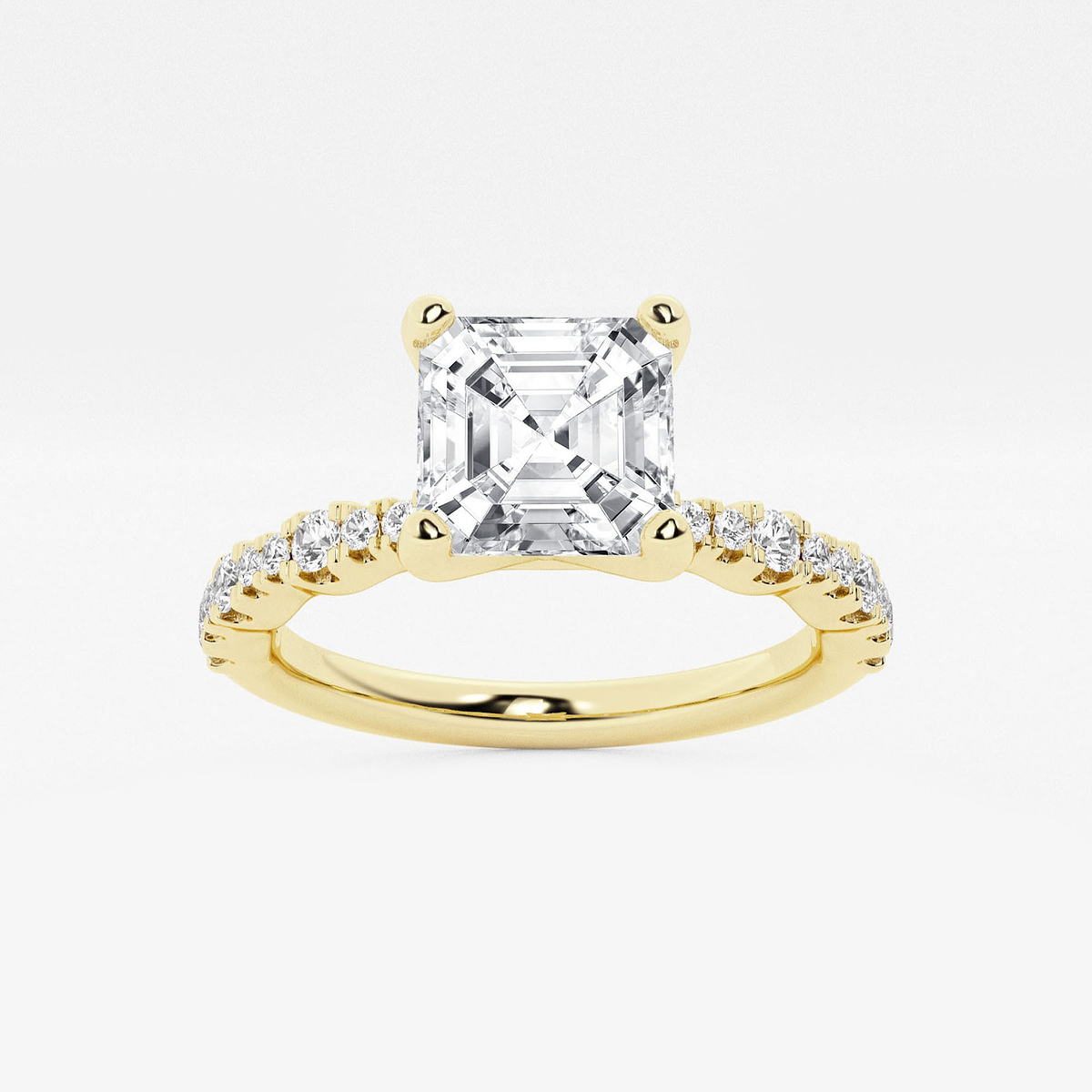 1 7/8 ctw Asscher Lab Grown Diamond Station Engagement Ring