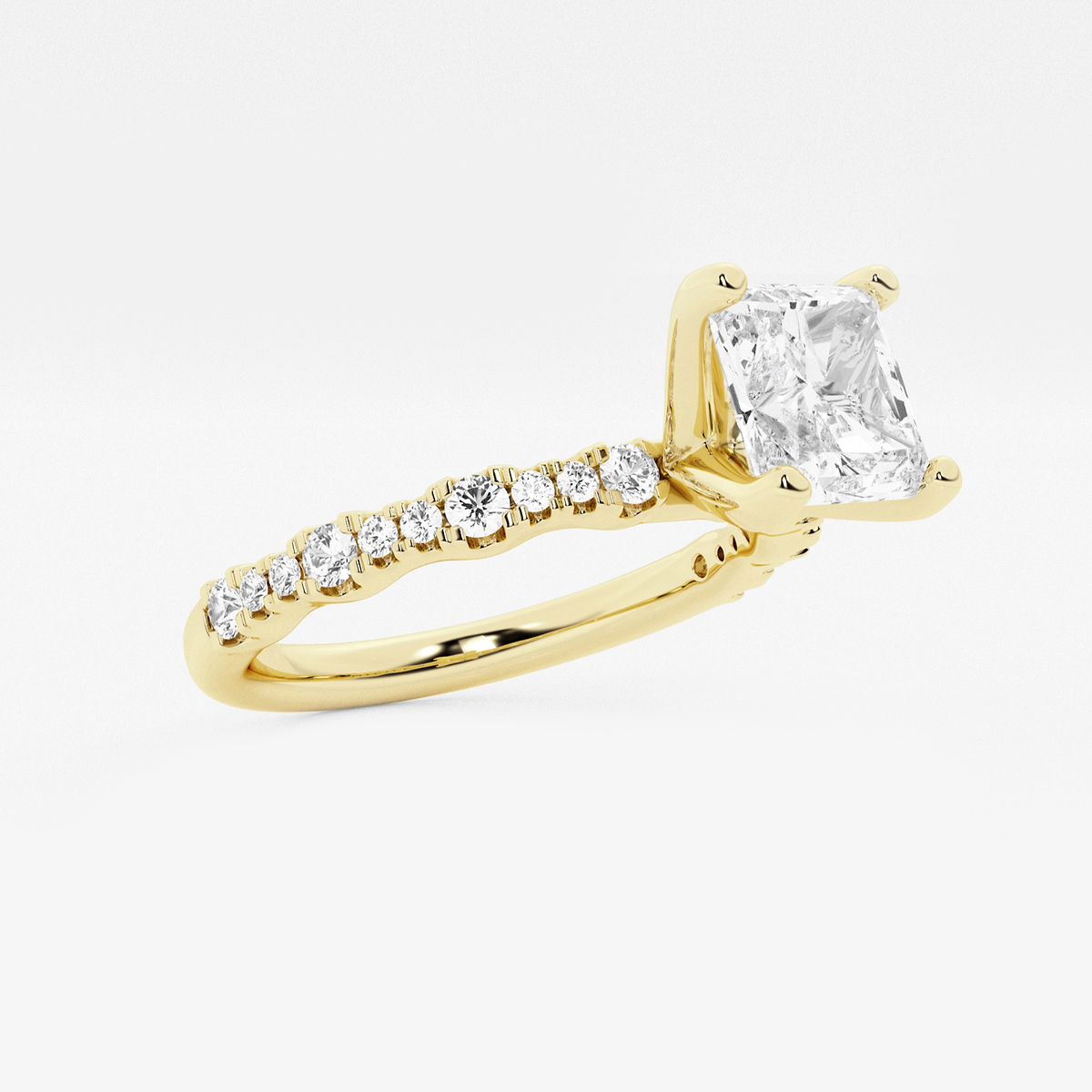 Additional Image 1 for  1 7/8 ctw Asscher Lab Grown Diamond Station Engagement Ring
