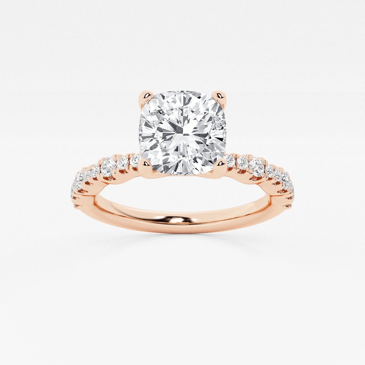 1 7/8 ctw Cushion Lab Grown Diamond Station Engagement Ring