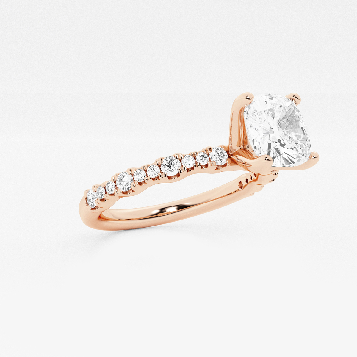 Additional Image 1 for  1 7/8 ctw Cushion Lab Grown Diamond Station Engagement Ring