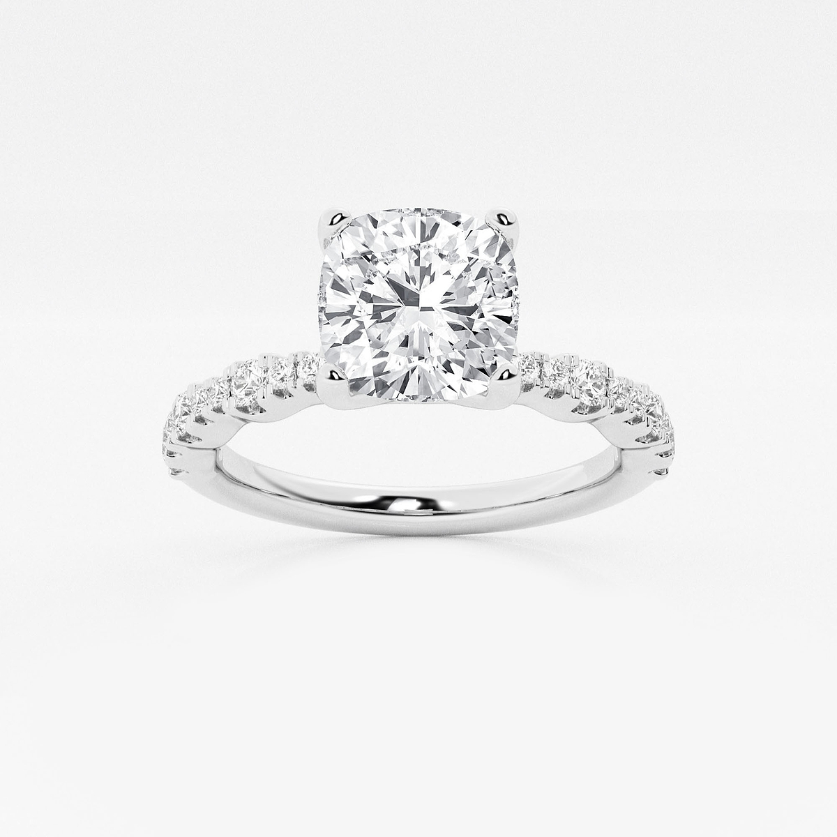 1 7/8 ctw Cushion Lab Grown Diamond Station Engagement Ring